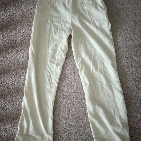 ZARA Neutral Cream white High Waisted Summer Trousers wide leg in size XS - Picture 2 of 2